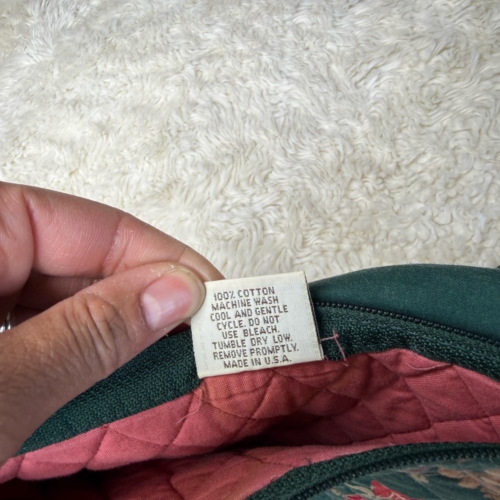 Vintage 80's Vera Bradley Prairie Rose Bag Indiana Tag Floral Flat Crossbody Gre - Picture 10 of 14